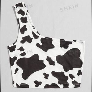 Shein cow print one shoulder top